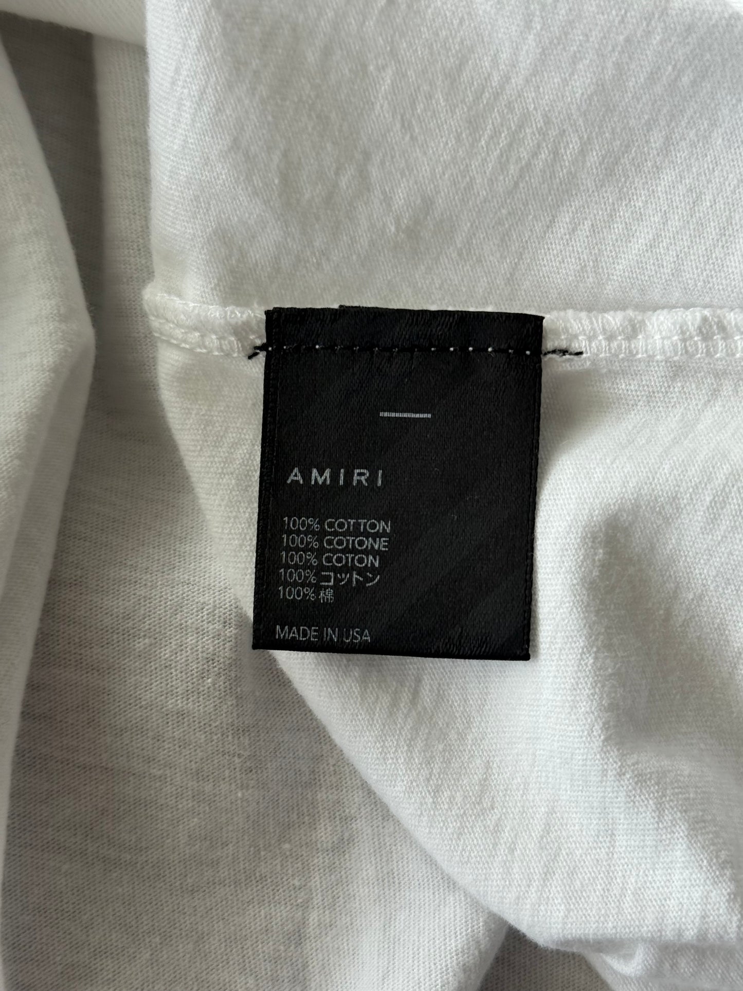 Amiri White & Blue MA Bar Logo T-Shirt