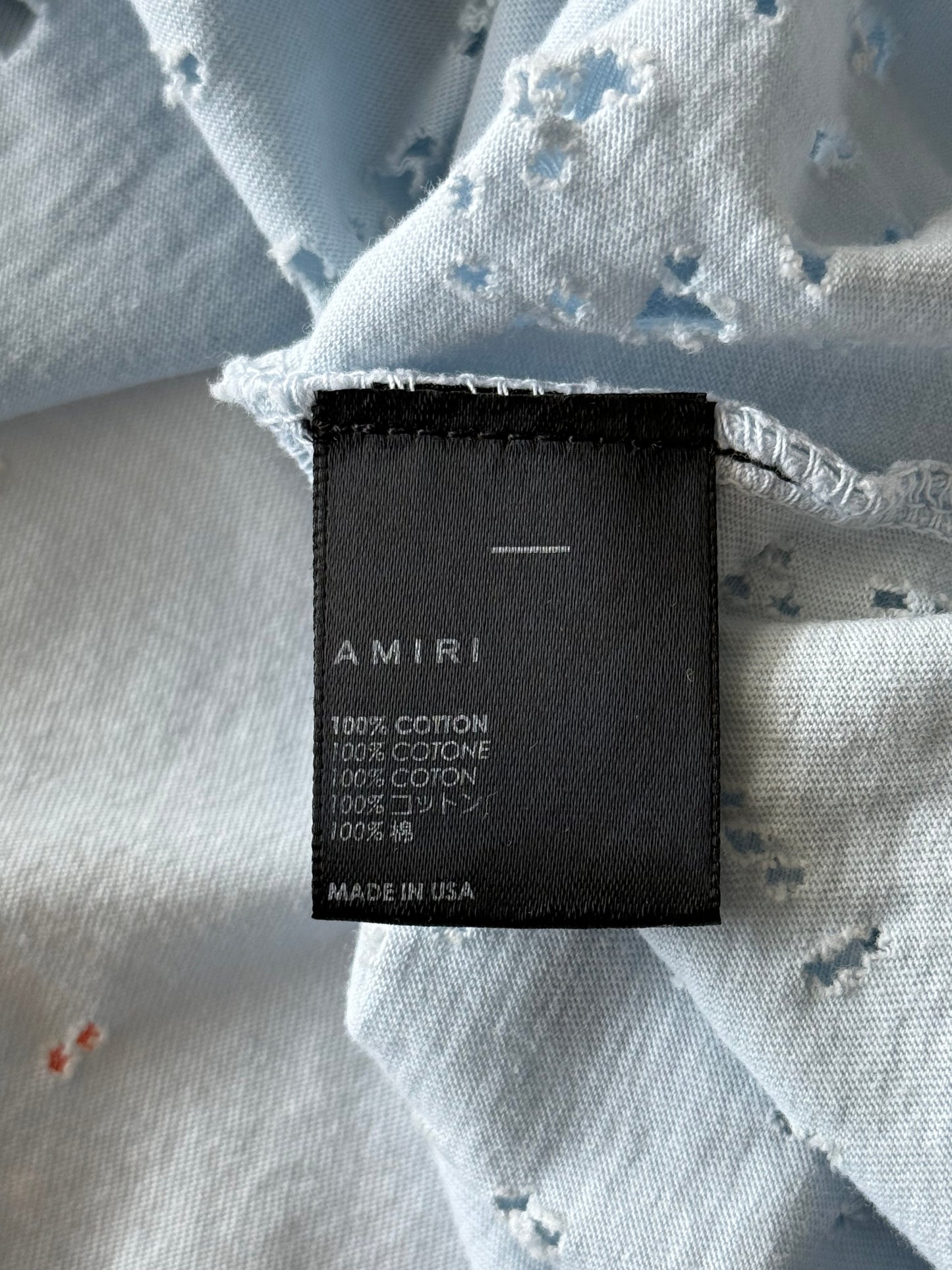 Amiri Grey Dawn & White MA Logo Shotgun T-Shirt