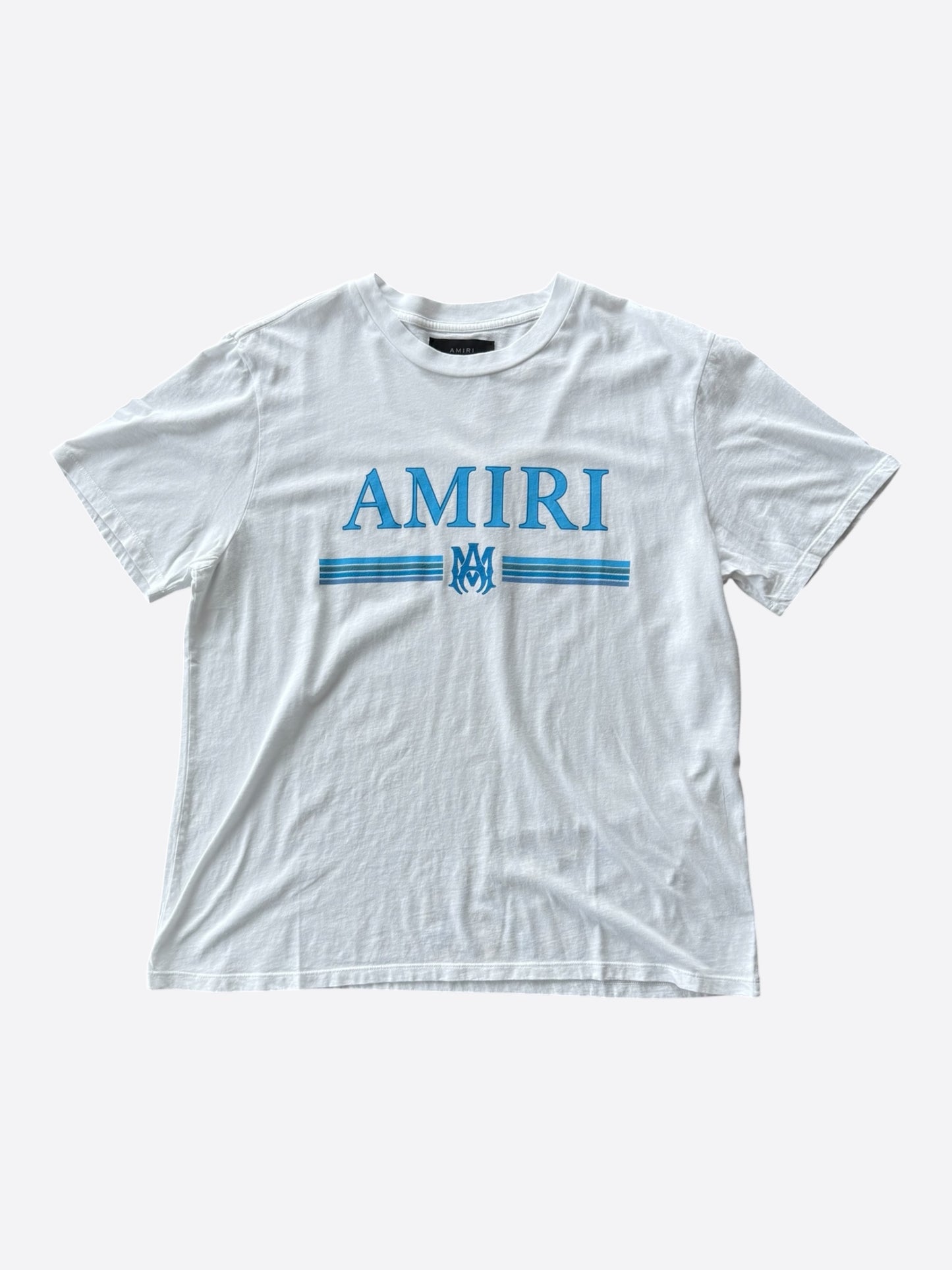 Amiri White & Blue MA Bar Logo T-Shirt