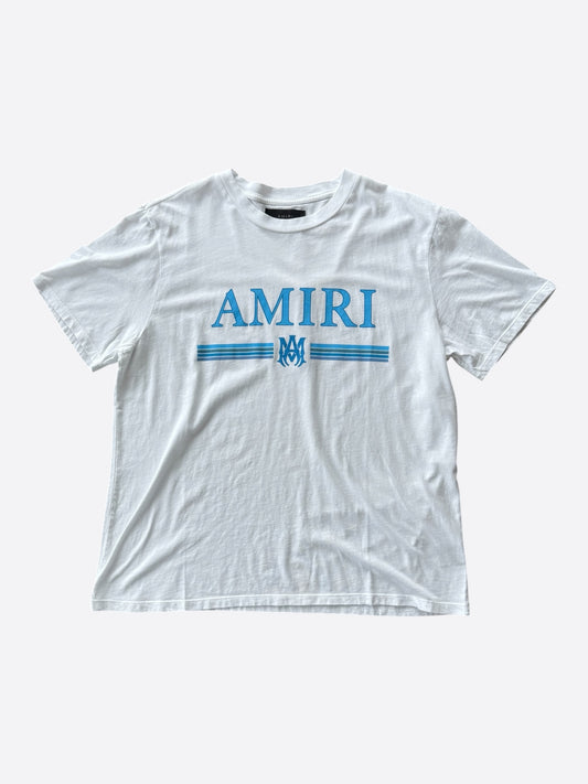Amiri White & Blue MA Bar Logo T-Shirt