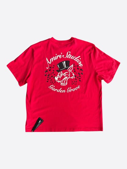 Amiri Red & White Studios Logo T-Shirt