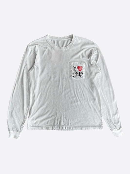 Chrome Hearts White & Red NY Longsleeve T-Shirt