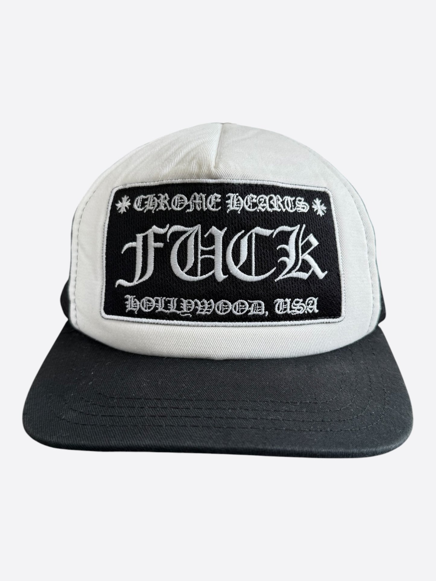 Chrome Hearts Black & White F**K Trucker Hat
