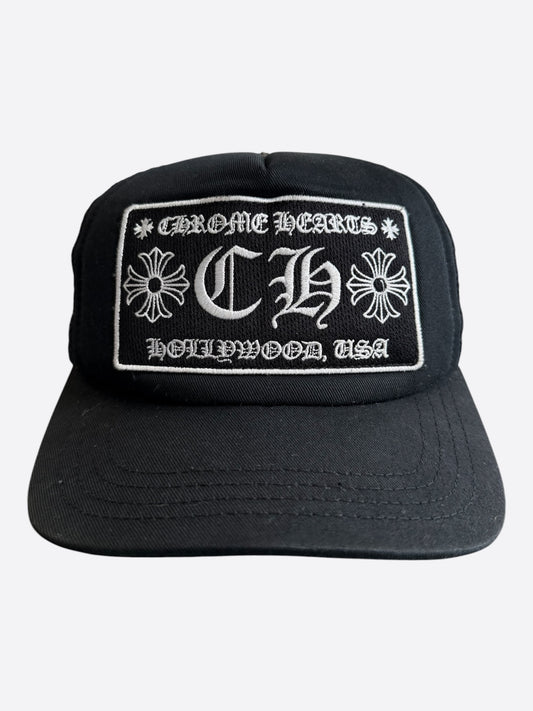 Chrome Hearts Black & White Hollywood Trucker Hat