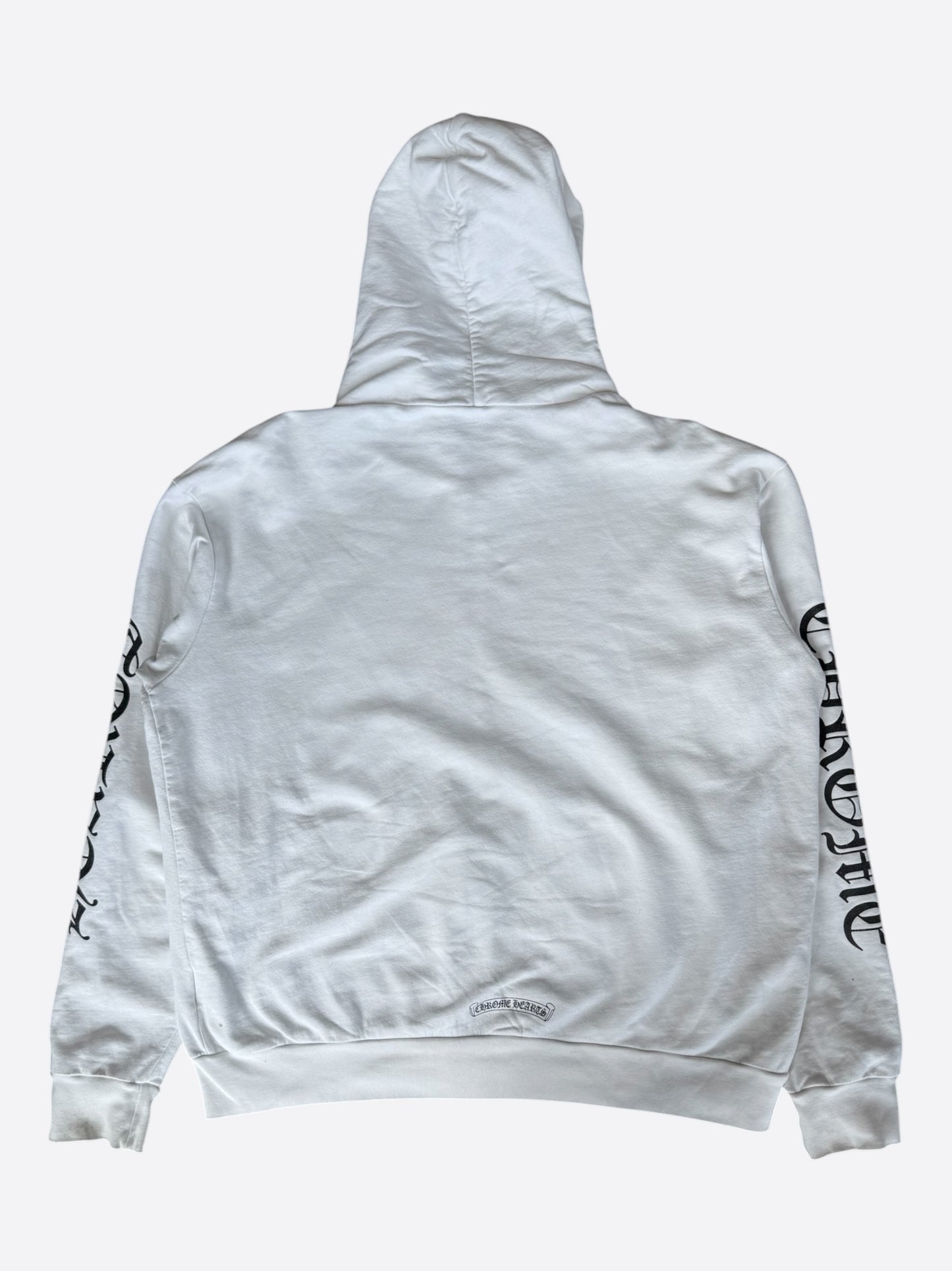 Chrome Hearts White & Black Script Logo Zip Up Hoodie