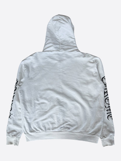 Chrome Hearts White & Black Script Logo Zip Up Hoodie