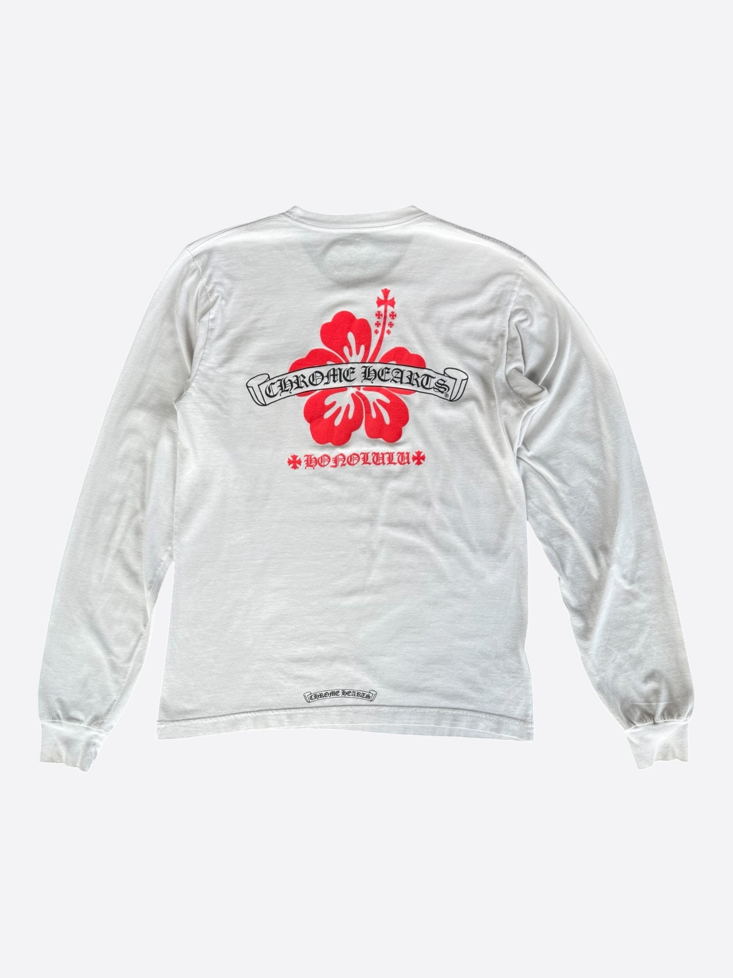Chrome Hearts White & Black Honolulu Exclusive Hibiscus Flower Longsleeve T-Shirt