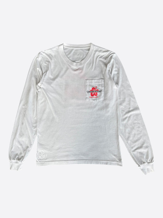 Chrome Hearts White & Black Honolulu Exclusive Hibiscus Flower Longsleeve T-Shirt