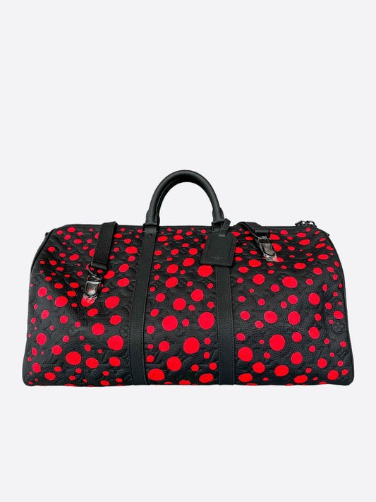 Louis Vuitton Yayoi Kusama Black & Red Polka Dot Monogram Keepall 50