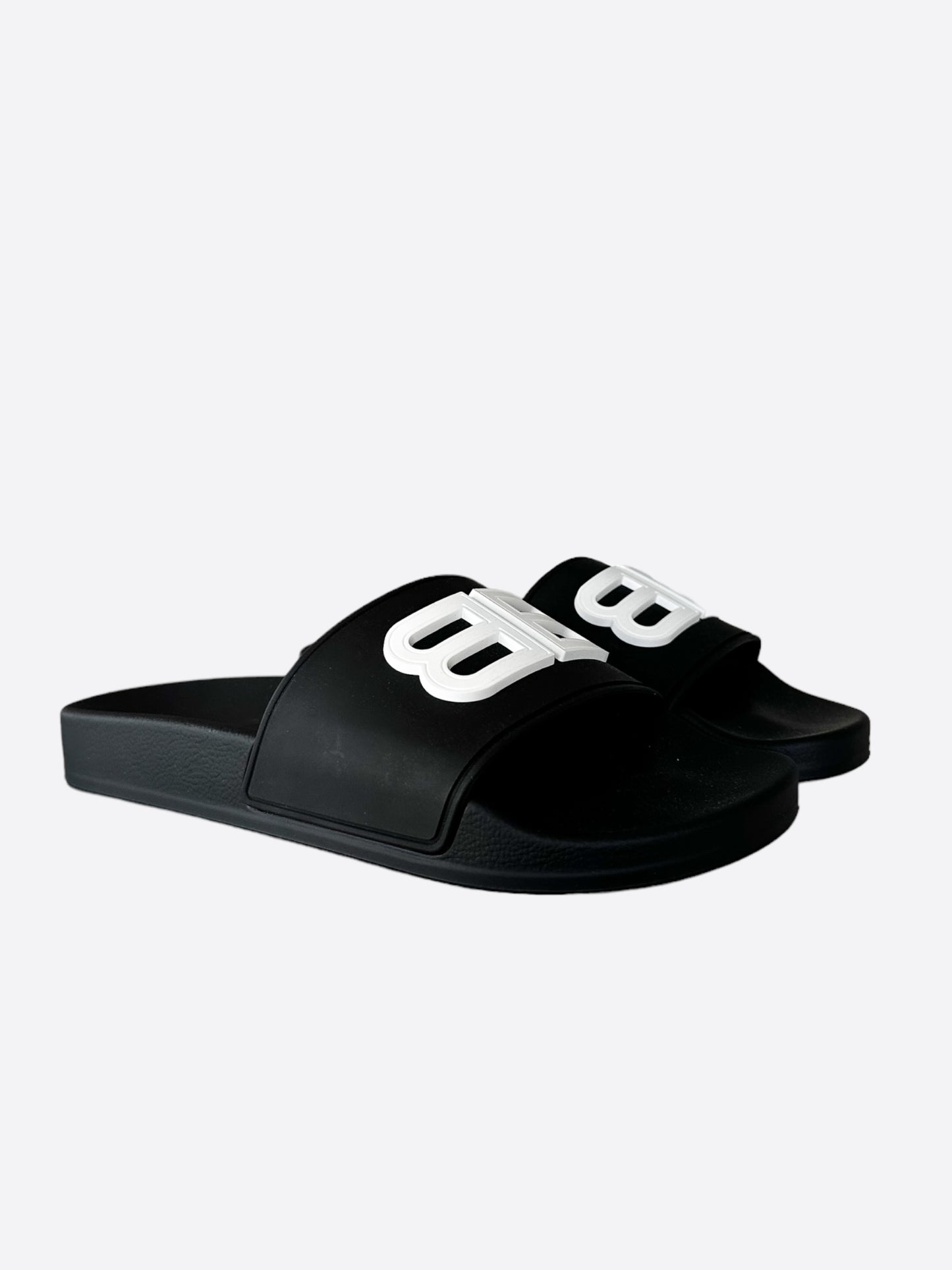 Balenciaga Black & White BB Women's Slides