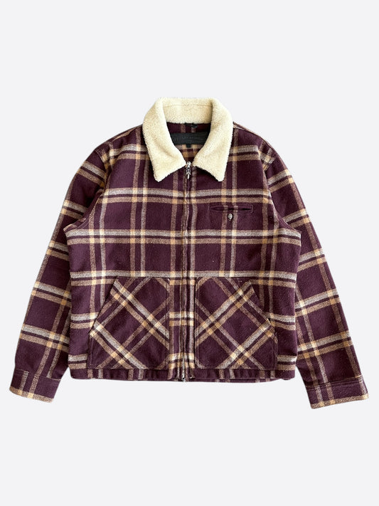 Chrome Hearts Black & Red Plaid Sherpa Jacket