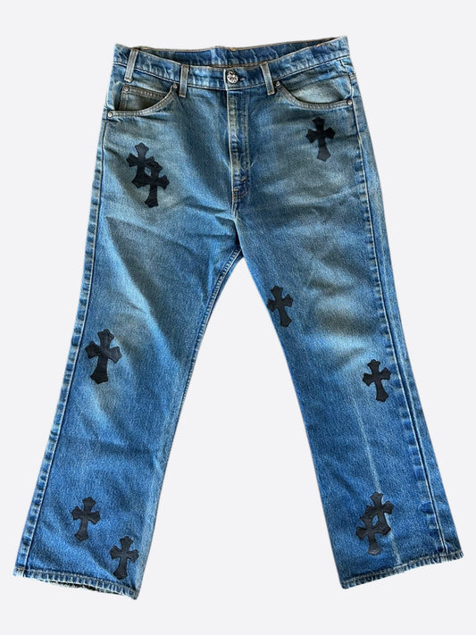 Chrome Hearts Levis Blue & Black Cross Patch Jeans