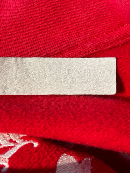 Chrome Hearts Red & White Triple Cross Embroidered Quarter Zip Sweater