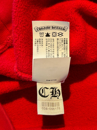 Chrome Hearts Red & White Triple Cross Embroidered Quarter Zip Sweater
