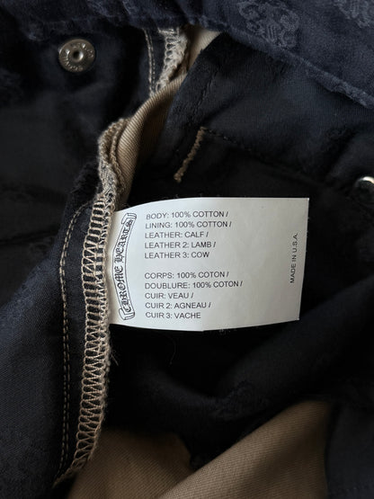Chrome Hearts Tan Black & Checkered Cross Patch Chinos