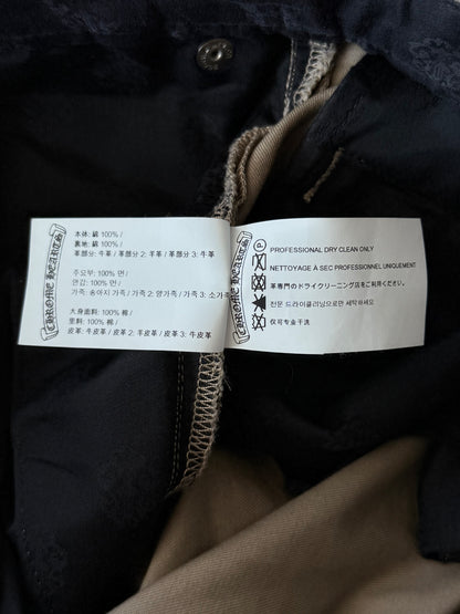 Chrome Hearts Tan Black & Checkered Cross Patch Chinos