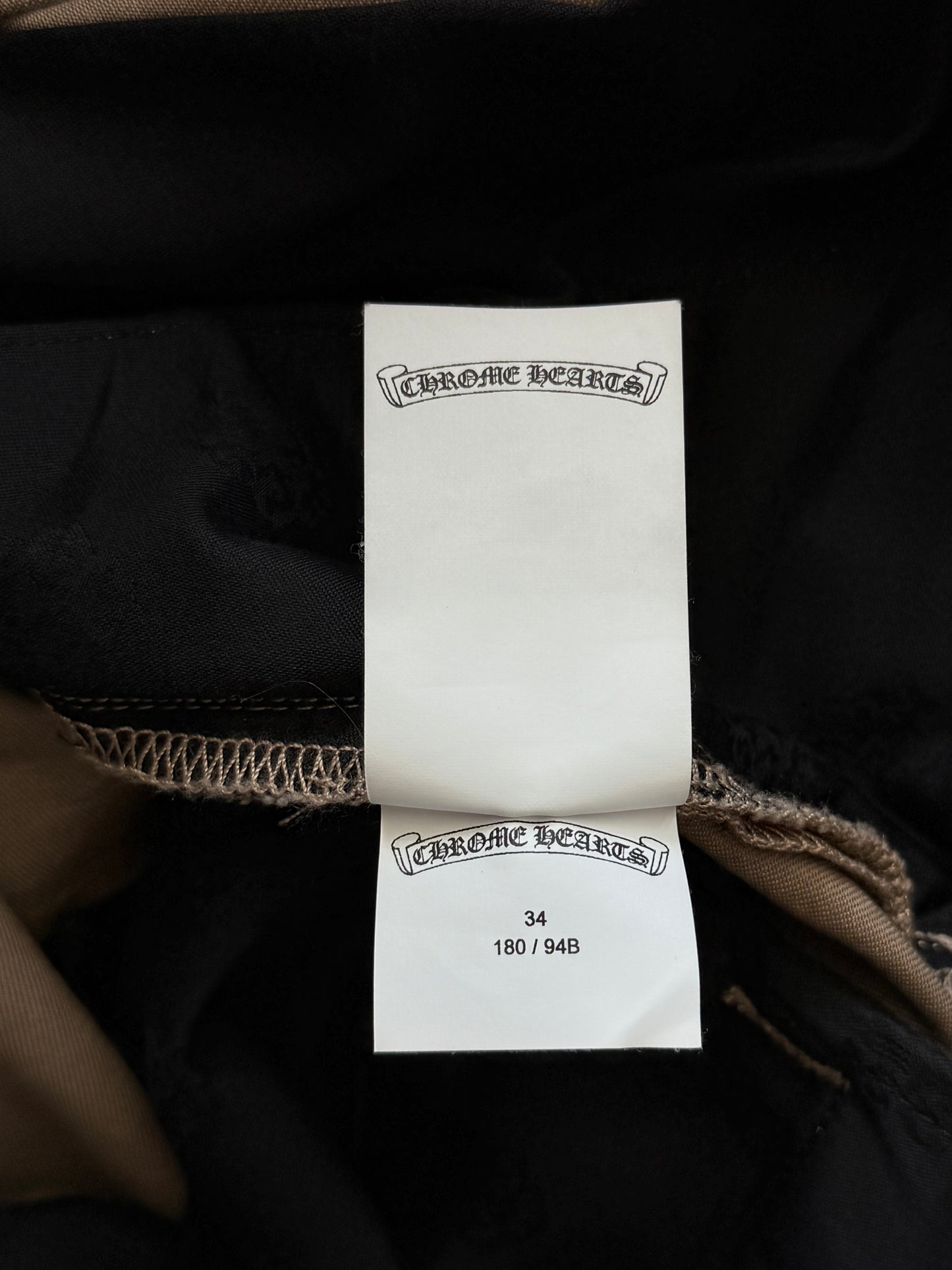 Chrome Hearts Tan Black & Checkered Cross Patch Chinos