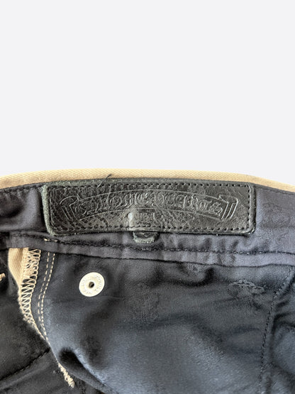Chrome Hearts Tan Black & Checkered Cross Patch Chinos