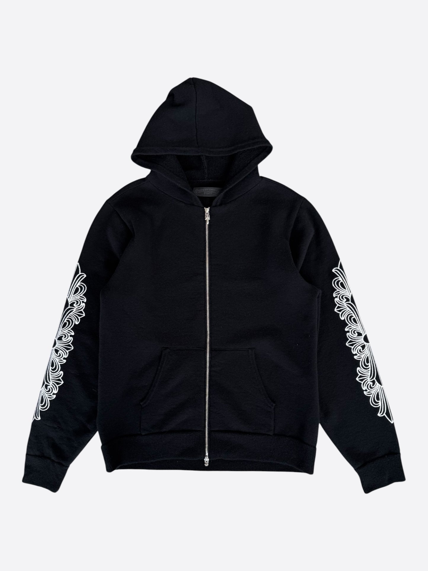 Chrome Hearts Black & White Floral Cashmere Zip Up Hoodie