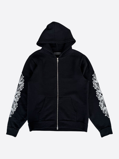 Chrome Hearts Black & White Floral Cashmere Zip Up Hoodie