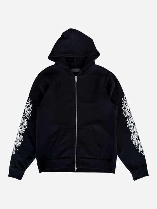 Chrome Hearts Black & White Floral Cashmere Zip Up Hoodie