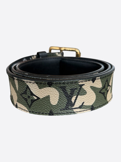 Louis Vuitton Takashi Murakami Green Camouflage Monogram Belt