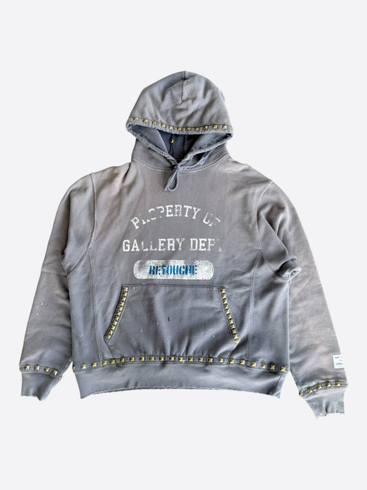 Gallery Dept Faded Navy & White Studded Property Of Logo Hoodie
