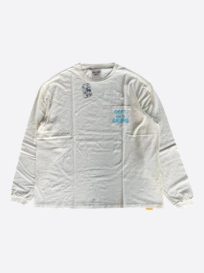 Gallery Dept Cream & Blue French Logo Longsleeve T-Shirt