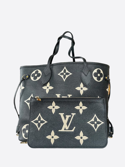 Louis Vuitton Black & Beige Empreinte Monogram Neverfull MM