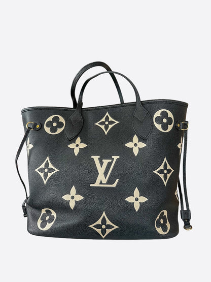 Louis Vuitton Black & Beige Empreinte Monogram Neverfull MM