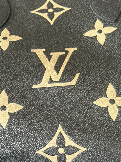 Louis Vuitton Black & Beige Empreinte Monogram Neverfull MM