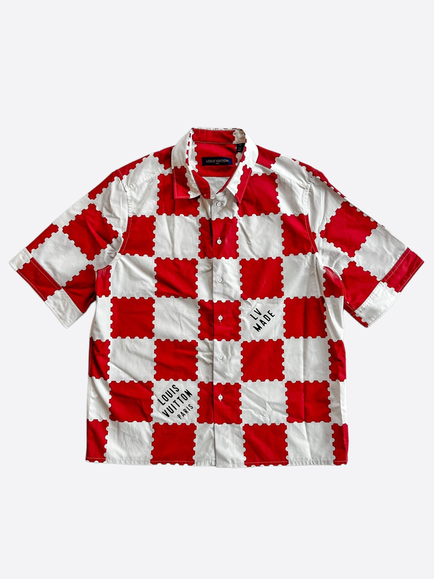 Louis Vuitton Nigo Red & White Checkered Button Up Shirt