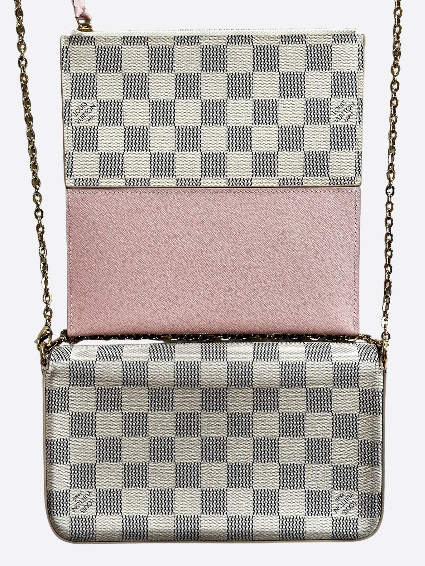 Lv Felicie Damier Azur Louis Vuitton Checkered Pochette Louis