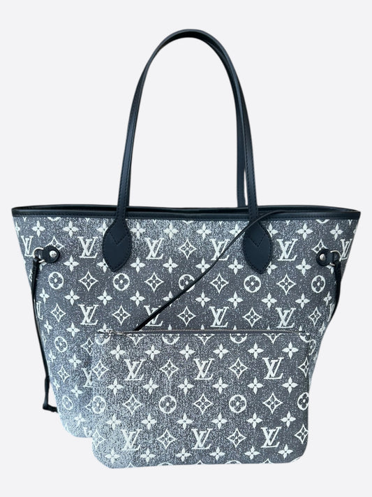 Louis Vuitton Grey & White Denim Monogram Neverfull MM