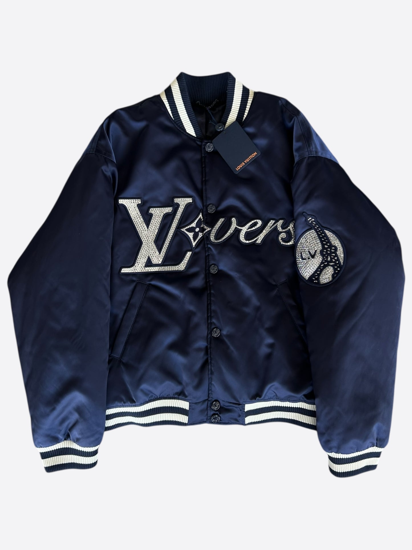 Louis Vuitton Navy & White Crystal Lovers Varsity Jacket