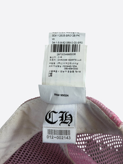 Chrome Hearts Pink & White Hollywood Trucker Hat