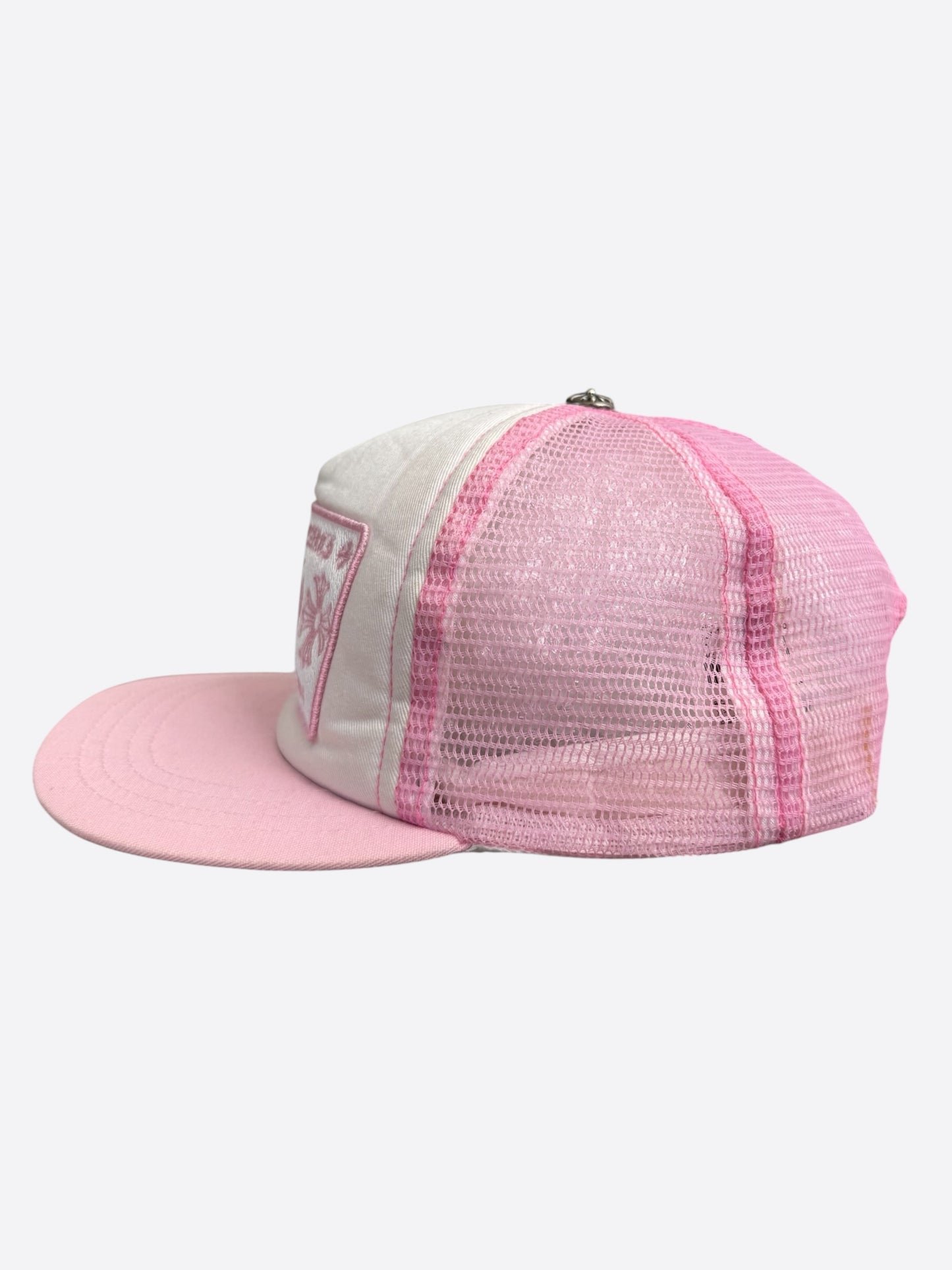 Chrome Hearts Pink & White Hollywood Trucker Hat