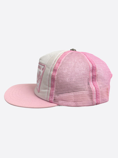 Chrome Hearts Pink & White Hollywood Trucker Hat