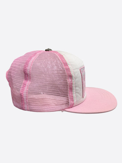 Chrome Hearts Pink & White Hollywood Trucker Hat