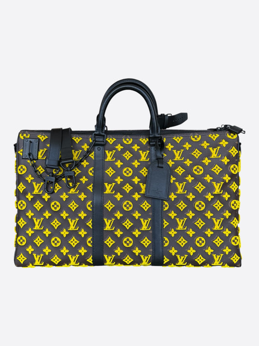 Louis Vuitton Brown & Yellow Tuffetage Monogram Triangle Keepall 50