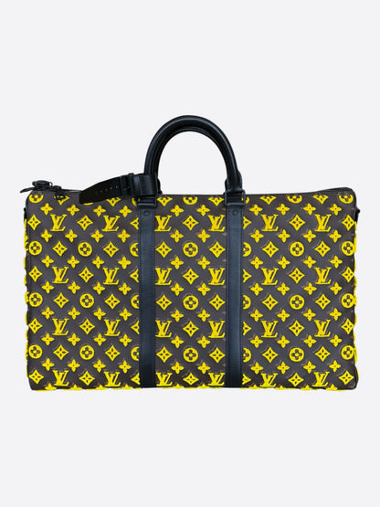 Louis Vuitton Brown & Yellow Tuffetage Monogram Triangle Keepall 50
