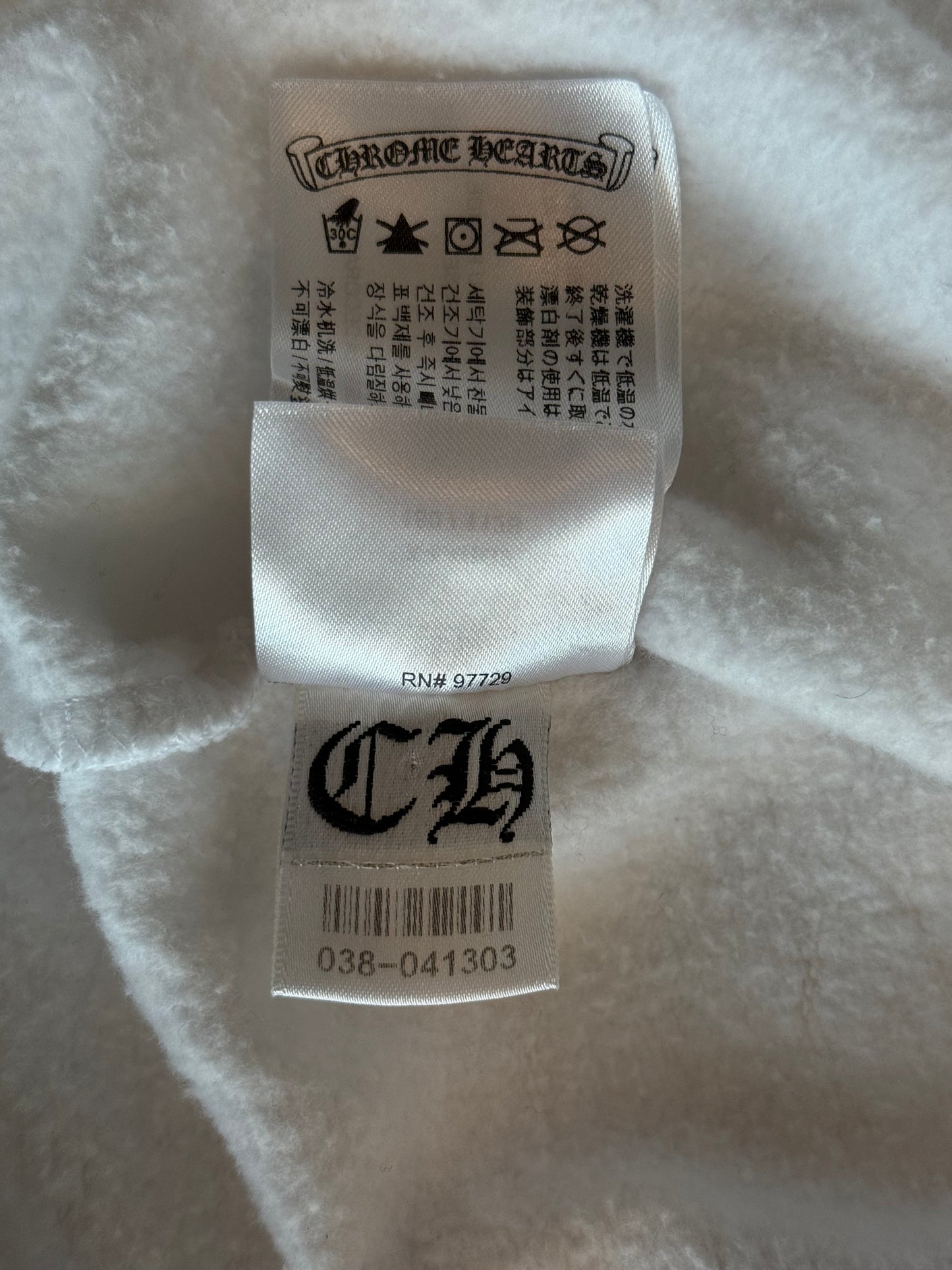 Chrome Hearts White & Blue Script Logo Zip Up Hoodie