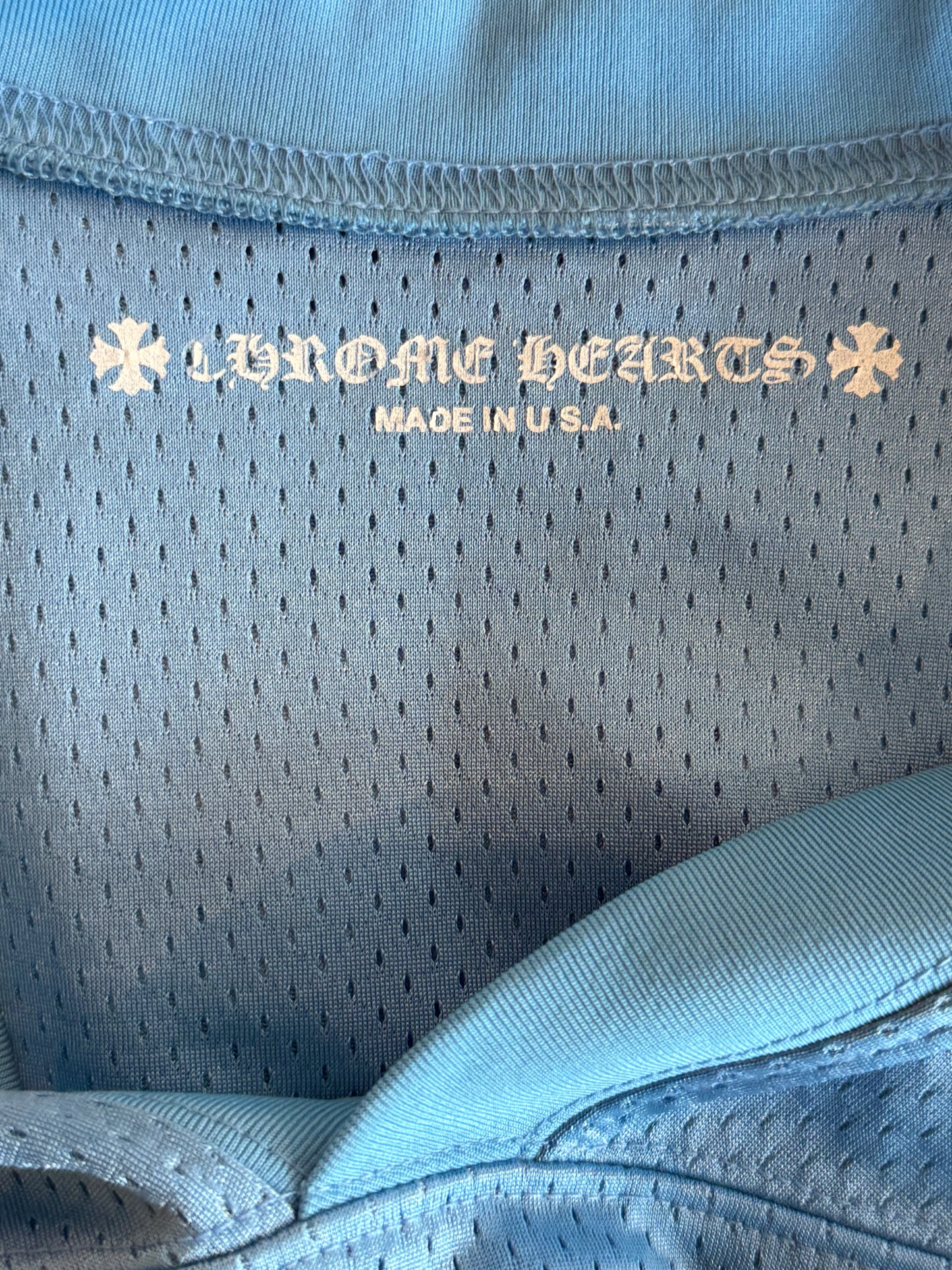 Chrome Hearts Blue & White Logo Mesh Jersey