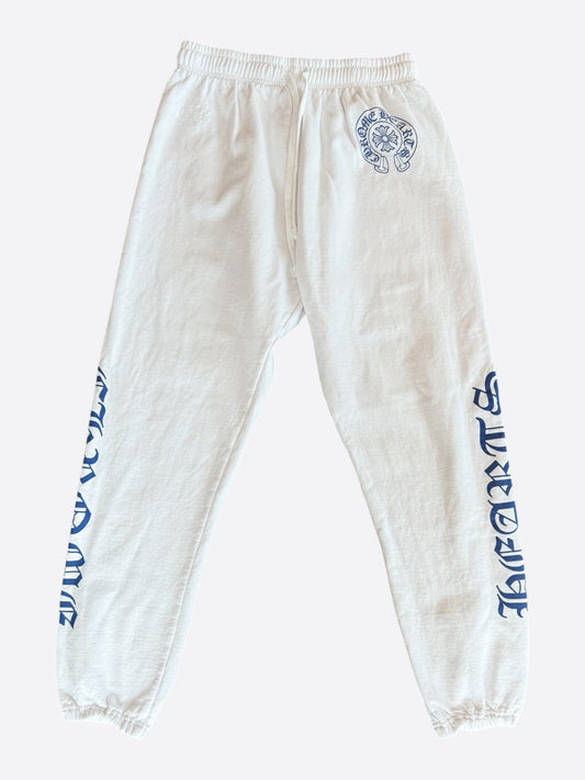 Chrome Hearts White & Blue Horseshoe Logo Sweatpants