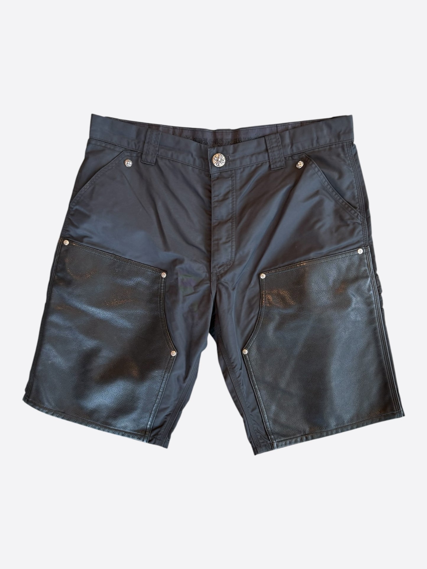 Chrome Hearts Black Nylon & Leather Carpenter Shorts