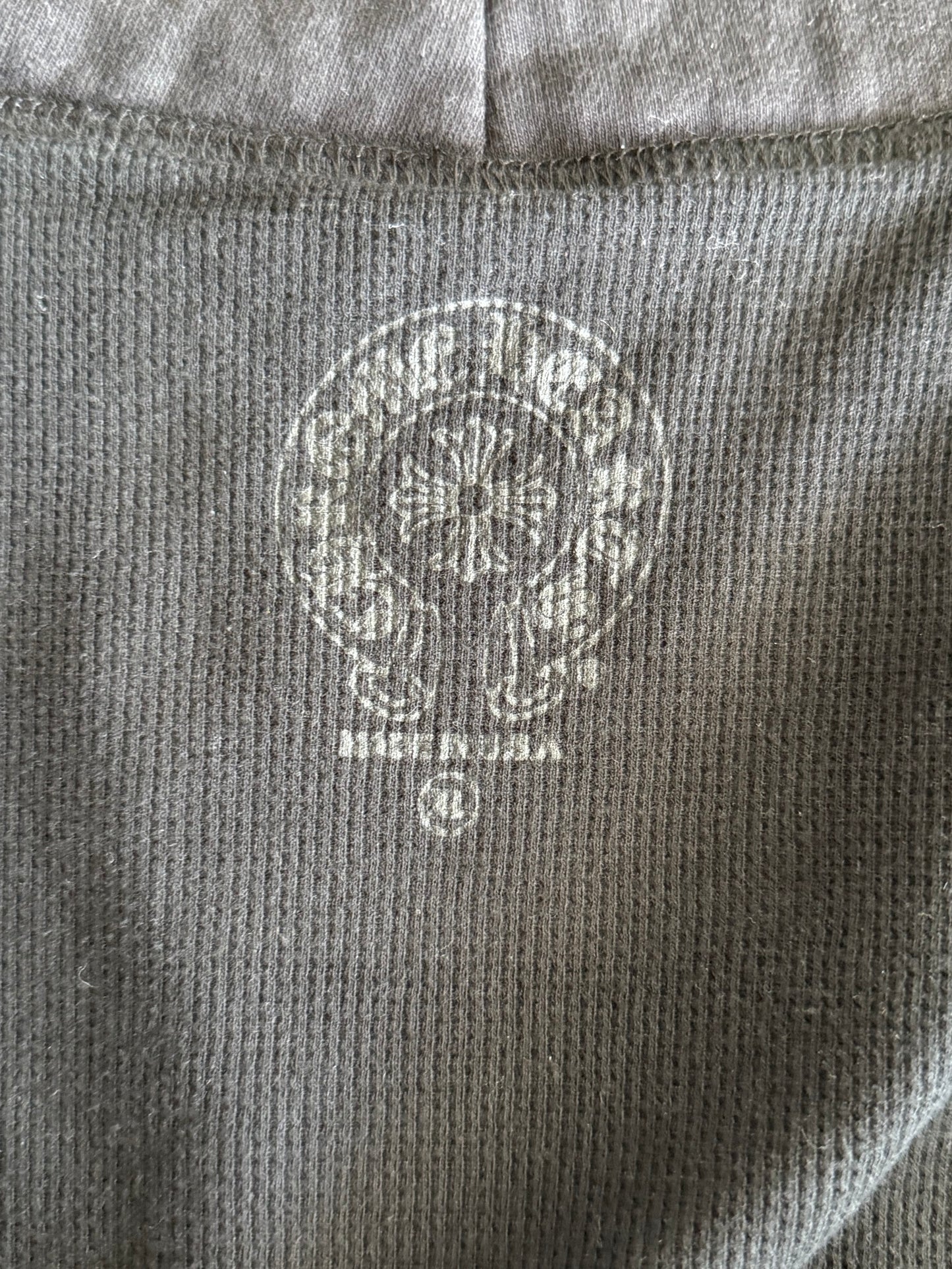 Chrome Hearts Black & White Horseshoe Logo Thermal Zip Up Hoodie