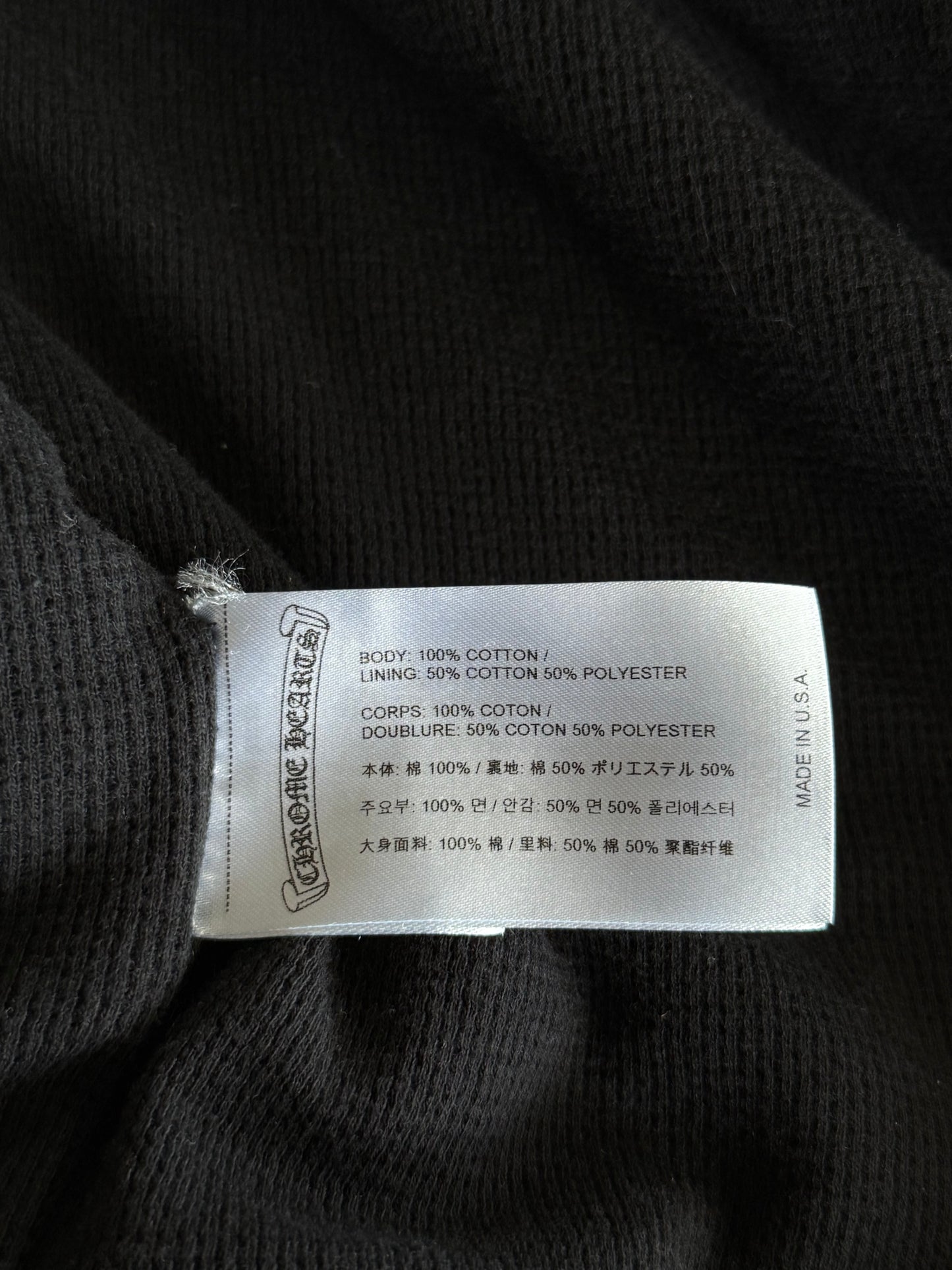 Chrome Hearts Black & White Horseshoe Logo Thermal Zip Up Hoodie