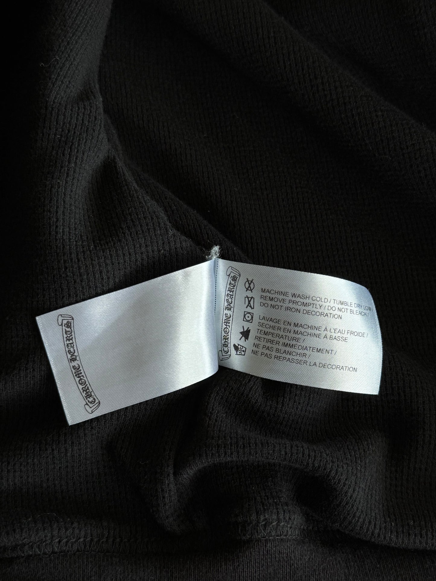 Chrome Hearts Black & White Horseshoe Logo Thermal Zip Up Hoodie
