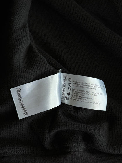 Chrome Hearts Black & White Horseshoe Logo Thermal Zip Up Hoodie