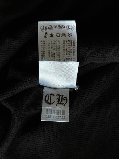 Chrome Hearts Black & White Horseshoe Logo Thermal Zip Up Hoodie